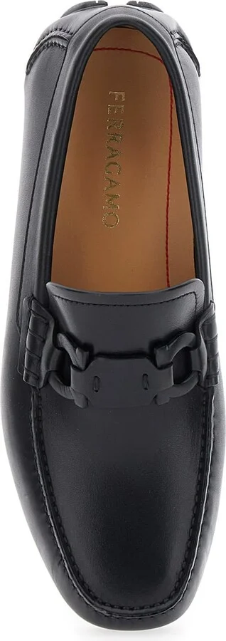Black Loafers With Ganicini Plaque On The Front In Leather Man - Image 4
