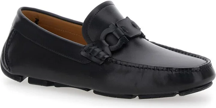 Black Loafers With Ganicini Plaque On The Front In Leather Man - Image 2