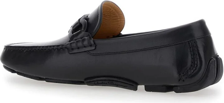 Black Loafers With Ganicini Plaque On The Front In Leather Man - Image 3