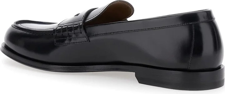 Black Loafers With Logo Plaque On The Front And Logo Lettering On The Heel In Leather Man - Image 3
