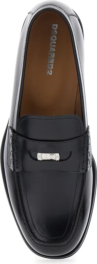Black Loafers With Logo Plaque On The Front And Logo Lettering On The Heel In Leather Man - Image 4