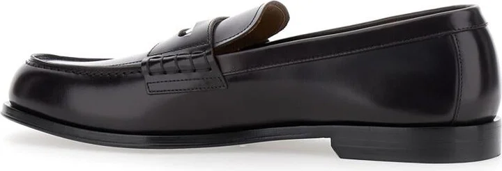 Black Loafers With Logo Plaque On The Front In Leather Man - Image 3