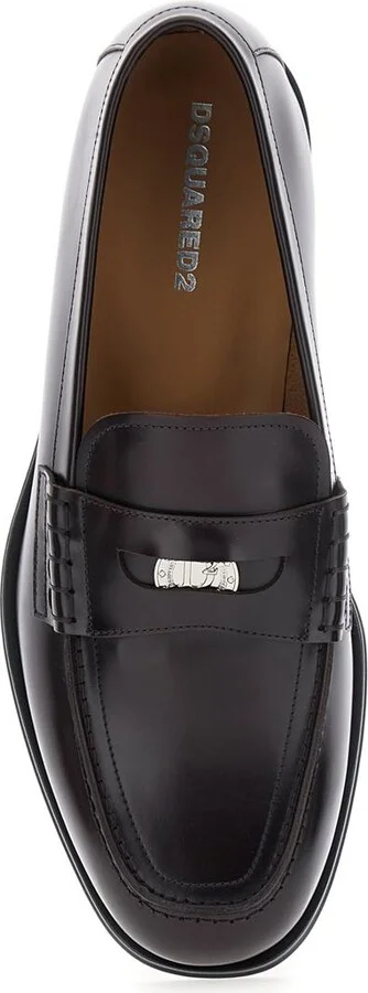 Black Loafers With Logo Plaque On The Front In Leather Man - Image 4