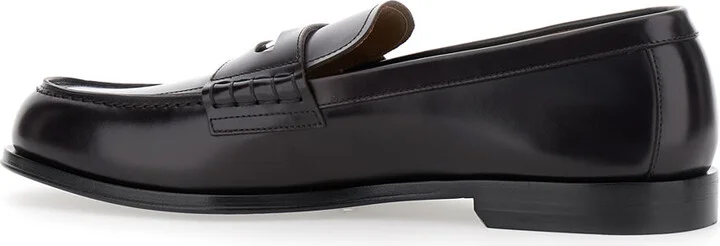 Black Loafers With Logo Plaque On The Front In Leather Man - Image 3