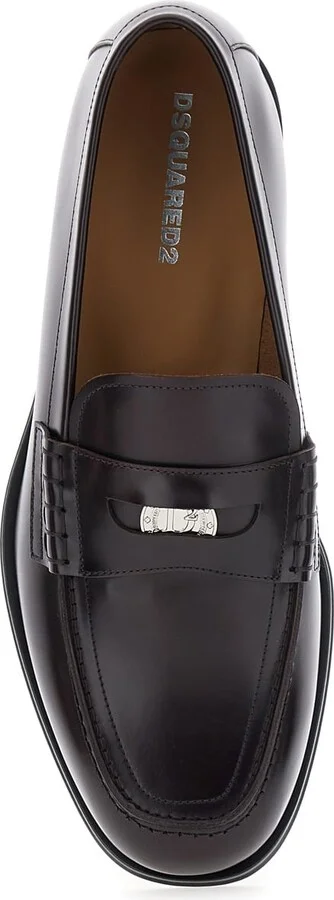 Black Loafers With Logo Plaque On The Front In Leather Man - Image 4