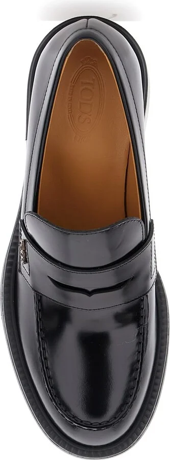 Black Loafers With Penny Slot And Logo Lettering On The Side In Leather Woman - Image 4