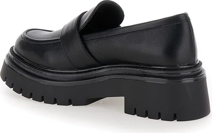 Black Loafers With Platform And Logo In Leather Woman - Image 3