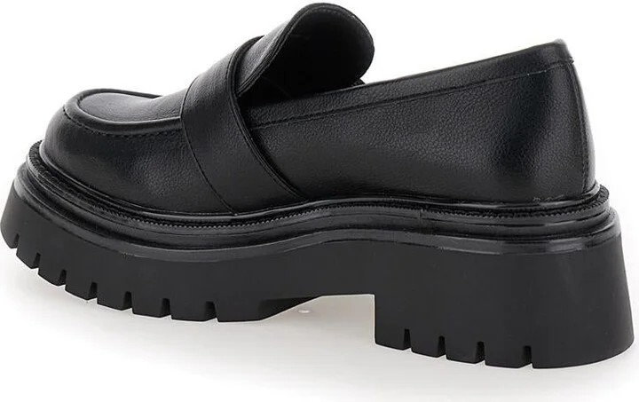 Black Loafers With Platform And Logo In Leather Woman - Image 3