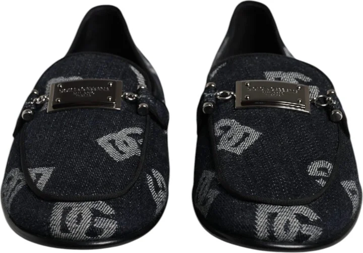 Black Logo Cotton Loafers Formal Dress Men's Shoes (Pre-Owned) - Image 2
