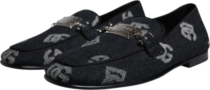 Black Logo Cotton Loafers Formal Dress Men's Shoes (Pre-Owned) - Image 3