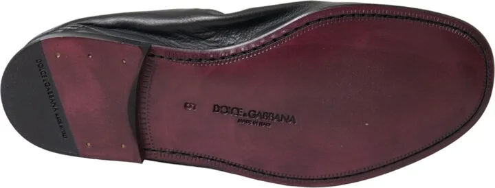 Black Logo Embroidered Leather Loafer Men Dress Men's Shoes - Image 6