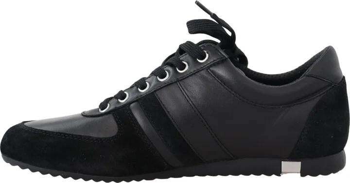 Black Logo Leather Casual Sneakers Men's Shoes - Image 2