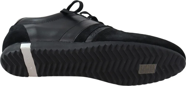 Black Logo Leather Casual Sneakers Men's Shoes - Image 3