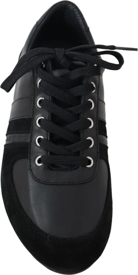 Black Logo Leather Casual Sneakers Men's Shoes - Image 4