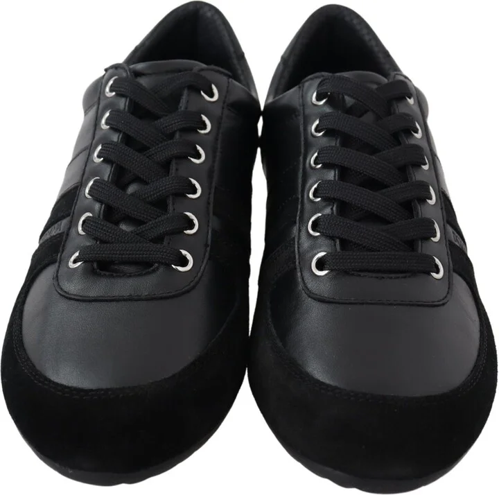 Black Logo Leather Casual Sneakers Men's Shoes - Image 5