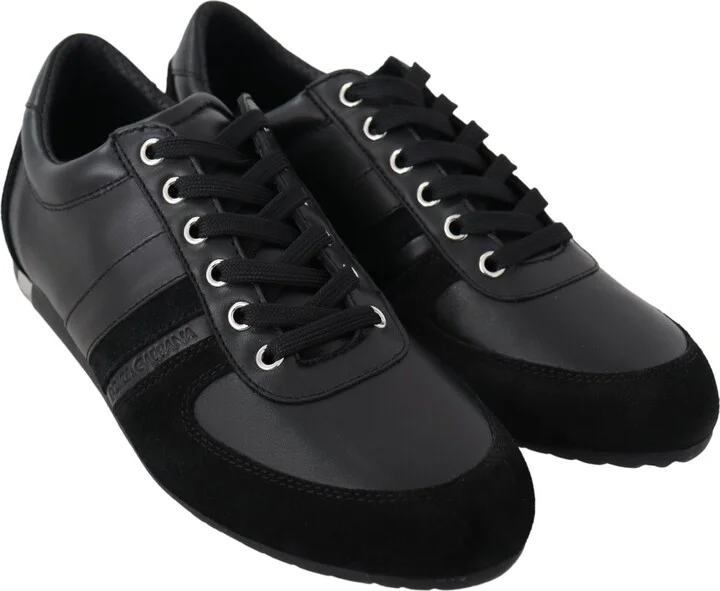 Black Logo Leather Casual Sneakers Men's Shoes - Image 6