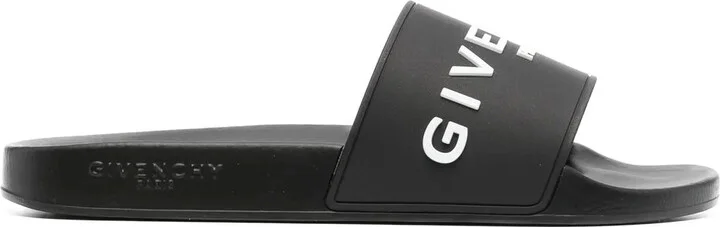 Black Logo-Print Pool Slides