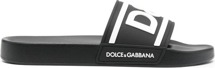 Black Logo Rubber Slides
