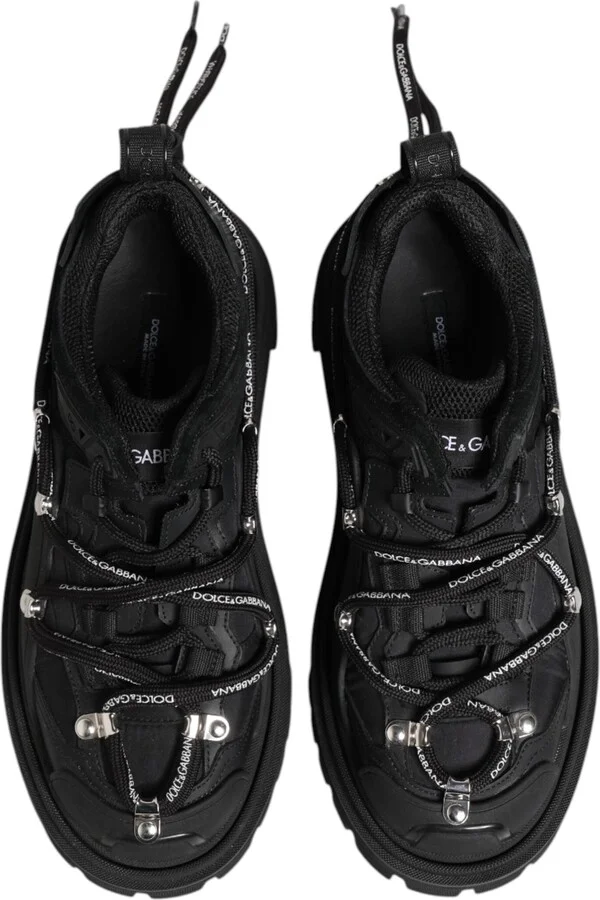 Black Low Top Lace Up Trekking Sneakers Men's Shoes - Image 3