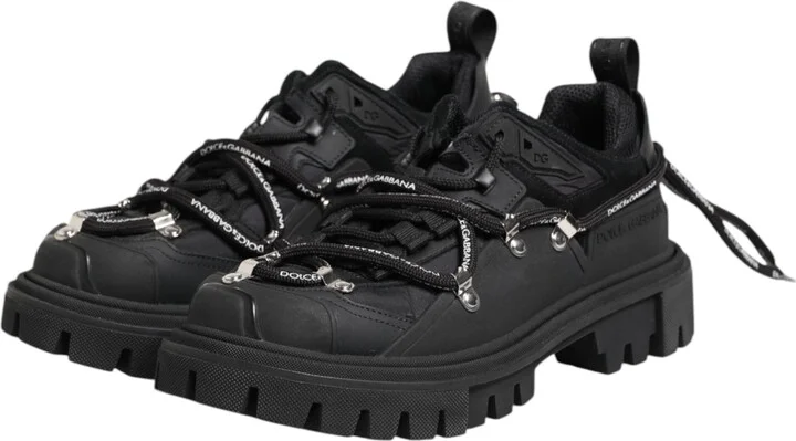 Black Low Top Lace Up Trekking Sneakers Men's Shoes - Image 4