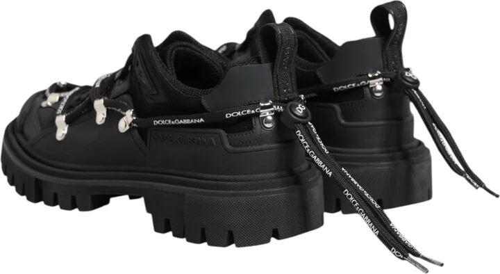 Black Low Top Lace Up Trekking Sneakers Men's Shoes - Image 5