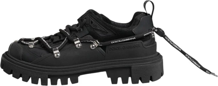 Black Low Top Lace Up Trekking Sneakers Men's Shoes - Image 6