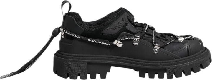 Black Low Top Lace Up Trekking Sneakers Men's Shoes