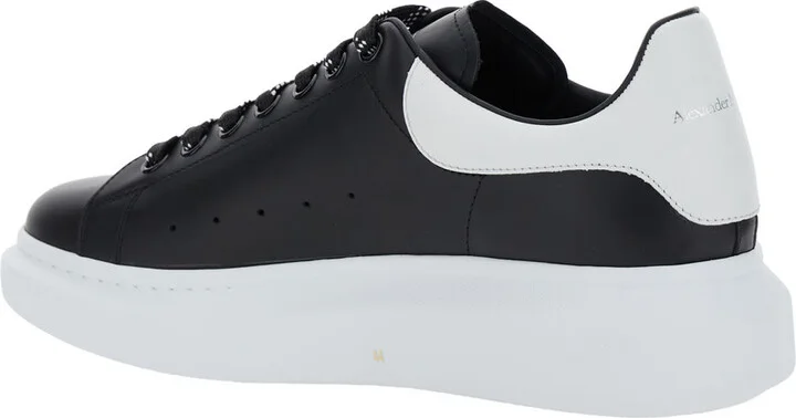 Black Low Top Sneakers With Chunky Sole And Contrasting Heel In Leather Man - Image 2