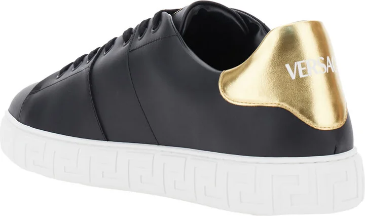 Black Low Top Sneakers With Contrasting Heel With Logo Lettering And Medusa Plaque In Tech Fabric Man - Image 2