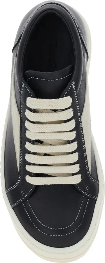 Black Low Top Sneakers With Contrasting Stitching In Leather Woman - Image 3