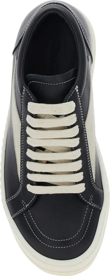Black Low Top Sneakers With Contrasting Stitching In Leather Woman - Image 3