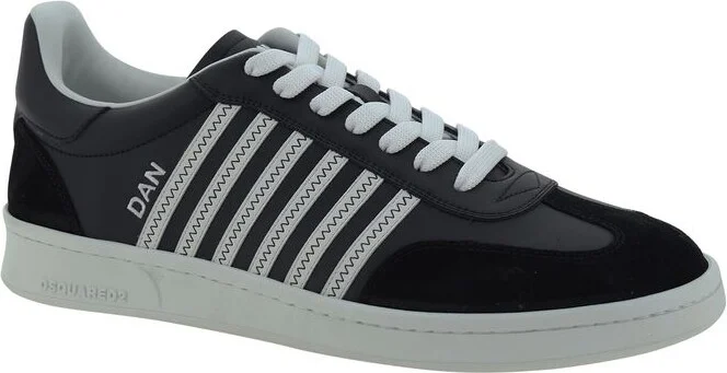 Black Low Top Sneakers With Contrasting Striped Embellishment On The Side In Leather Woman - Image 2