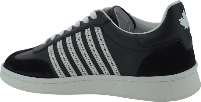 Black Low Top Sneakers With Contrasting Striped Embellishment On The Side In Leather Woman - Image 3
