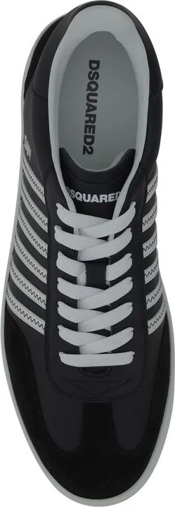Black Low Top Sneakers With Contrasting Striped Embellishment On The Side In Leather Woman - Image 4