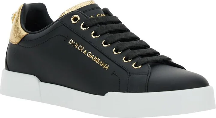 Black Low Top Sneakers With Logo Lettering On The Tongue And Logo Detail On The Heel In Leather Woman - Image 2
