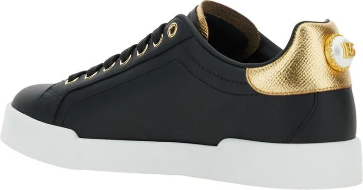 Black Low Top Sneakers With Logo Lettering On The Tongue And Logo Detail On The Heel In Leather Woman - Image 3