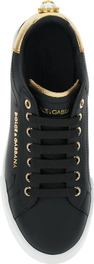 Black Low Top Sneakers With Logo Lettering On The Tongue And Logo Detail On The Heel In Leather Woman - Image 4