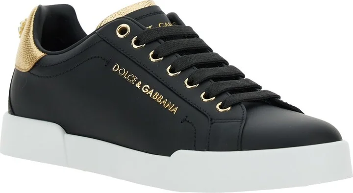 Black Low Top Sneakers With Logo Lettering On The Tongue And Logo Detail On The Heel In Leather Woman - Image 2