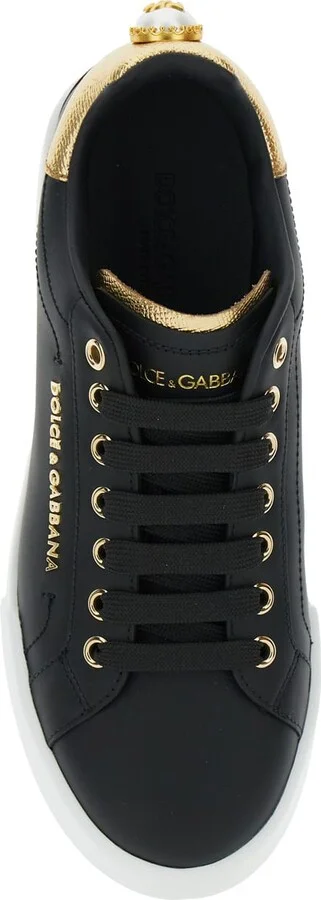 Black Low Top Sneakers With Logo Lettering On The Tongue And Logo Detail On The Heel In Leather Woman - Image 4