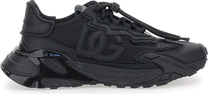 Black Low Top Sneakers With Logo Lettering On The Tongue And Logo Patch On The Side In Tech Fabric Man