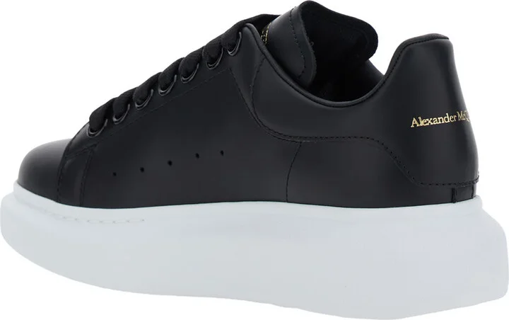 Black Low Top Sneakers With Logo Lettering On Tongue And Heel In Leather Woman - Image 3
