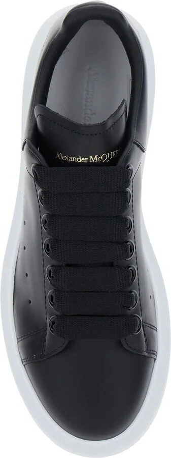 Black Low Top Sneakers With Logo Lettering On Tongue And Heel In Leather Woman - Image 4