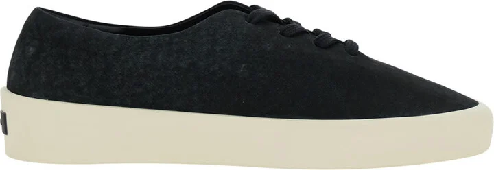 Black Low Top Sneakers With Logo Patch On The Rear In Suede Man