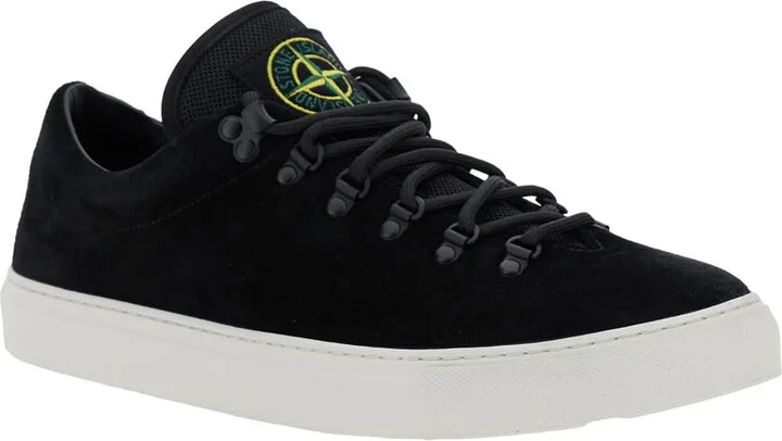Black Low Top Sneakers With Logo Patch On The Tongue In Suede Man - Image 2