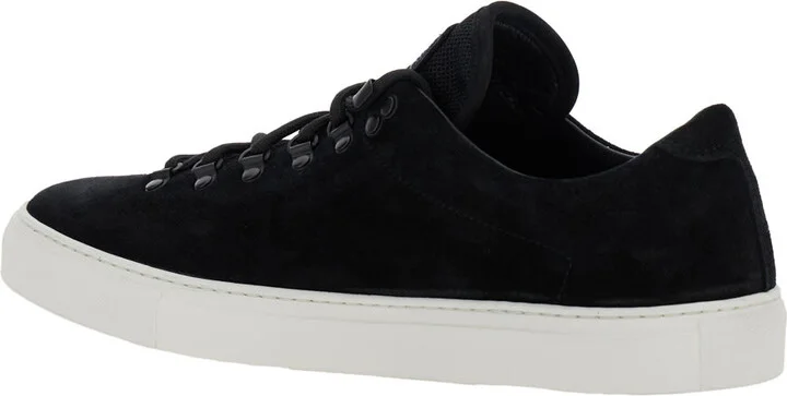 Black Low Top Sneakers With Logo Patch On The Tongue In Suede Man - Image 3
