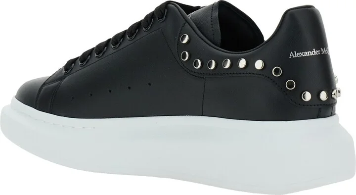 Black Low Top Sneakers With Stud Embellishments In Leather Man - Image 3
