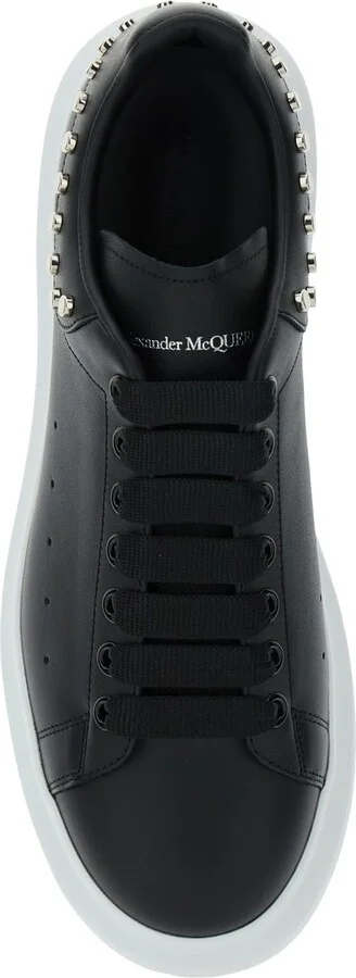 Black Low Top Sneakers With Stud Embellishments In Leather Man - Image 4