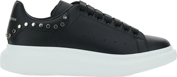 Black Low Top Sneakers With Stud Embellishments In Leather Man