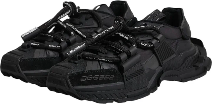 Black Low Top Space Lace Up Sneakers Men's Shoes - Image 4