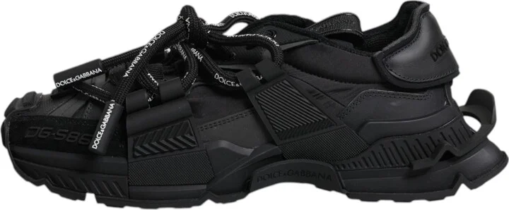 Black Low Top Space Lace Up Sneakers Men's Shoes - Image 6